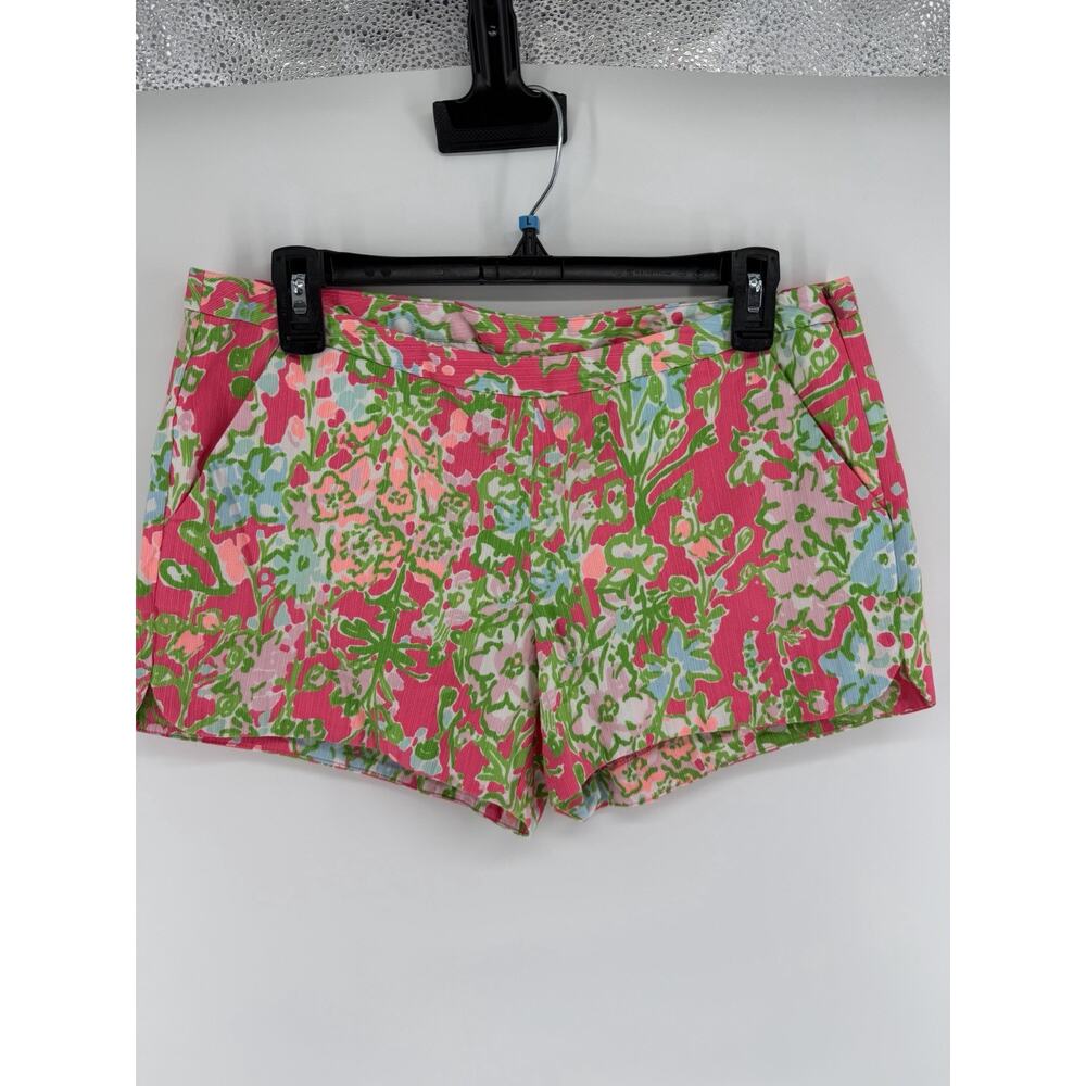 Lilly Pulitzer Womens Flamingo Pink Green Southern Charm Adie Shorts Size 6